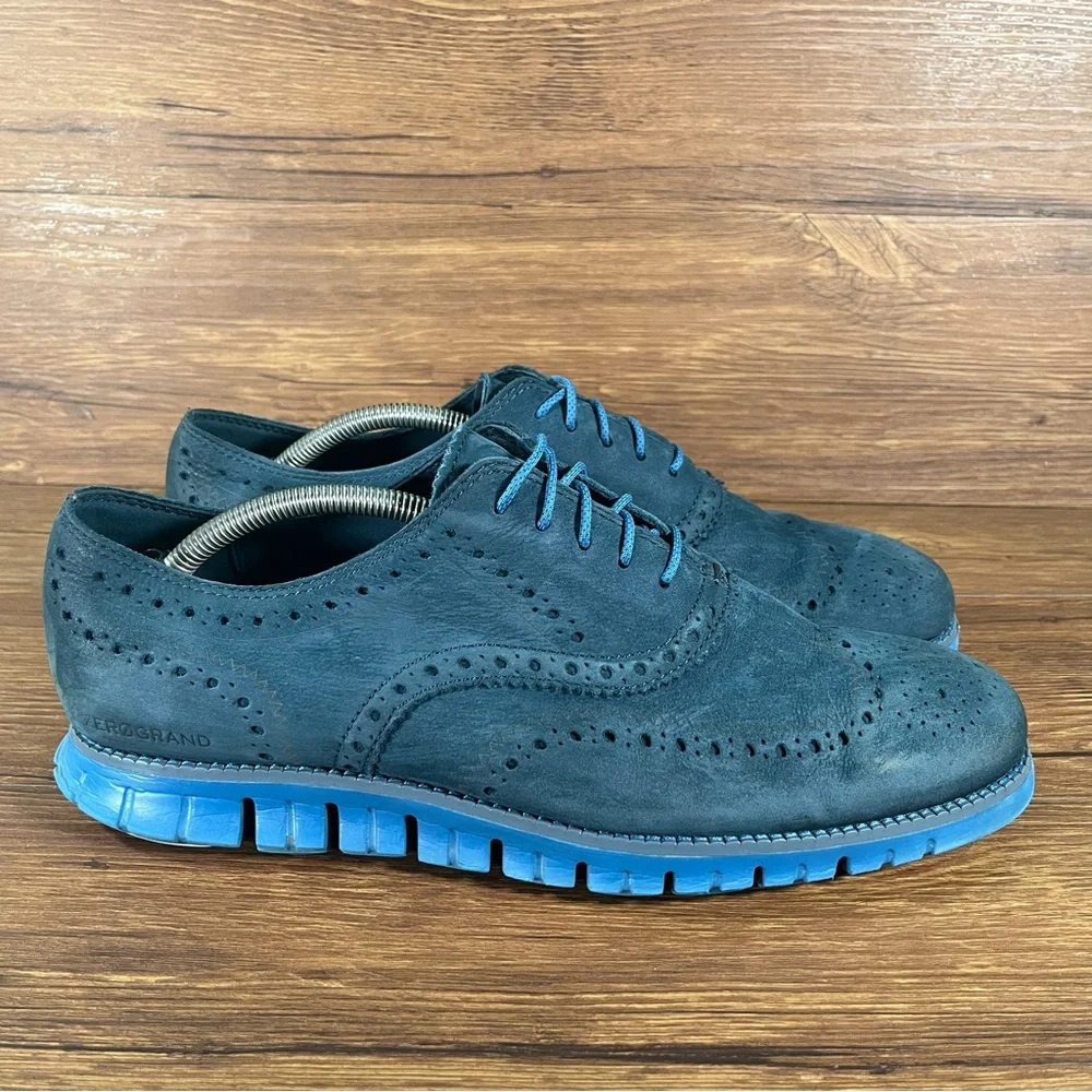 COLE HAAN ZeroGrand Blue Suede Wingtips Dress Shoes Men’s Size 11 Oxford Sneaker